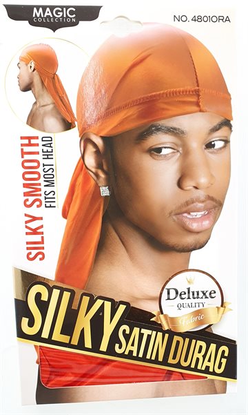 Durag - Long Tail Cap for unisex. Silky Orange.