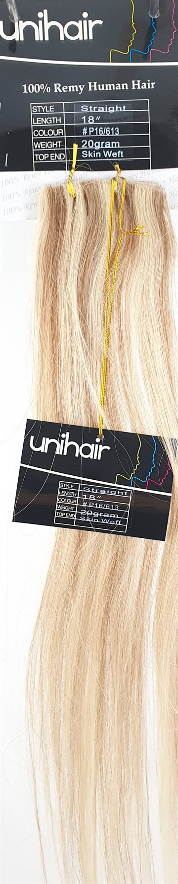 Human Hair - Skin Weft hair (tape on) color P16/613 -  45 cm. length.)
