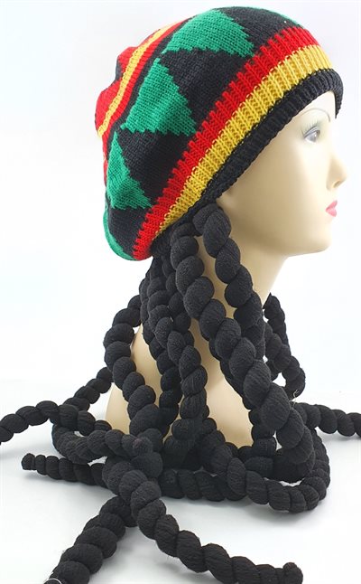 Rasta hat with braid hair