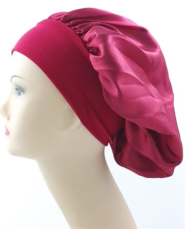 Sleeping Cap - Wide Band Satin Bonnet Cap.