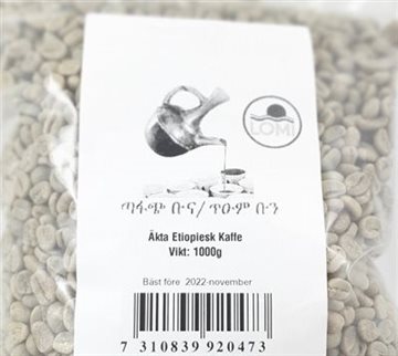 Kaffe -Ægte Etiopisk hel Kaffe. 1000 g.