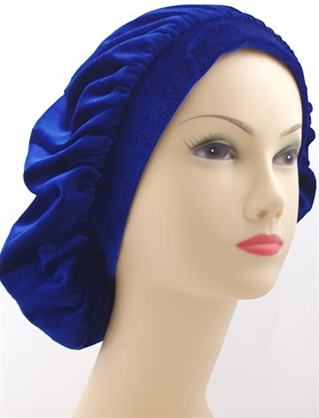 Sleeping Velvet Cap, Hair cap Blue - Hår Velvet Hue blå.