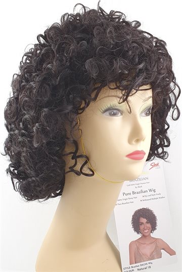 Pure Remy Brazilian Human Curly Wig (Paryk) - Curly Dalva Wig Color 1B. (UDSOLGT)