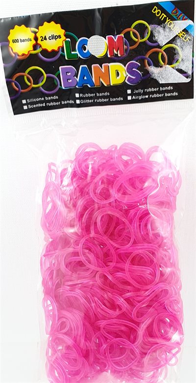 Rubber bands.600 pcs. with 24 clips. Loom Bands. Pink