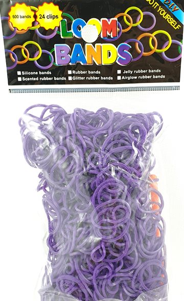 Rubber bands.600 pcs. with 24 clips. Loom Bands. Lilla