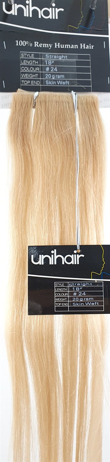 Human Hair - Skin Weft hair (tape on) color 24 -  45 cm. length.)