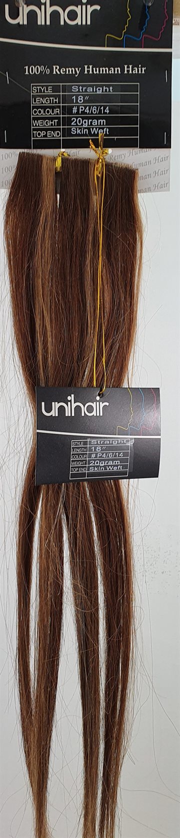 Human Hair - Skin Weft hair (tape on) color 2 -  45 cm. length.)