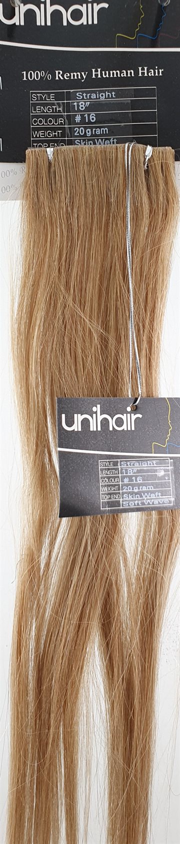 Human Hair - Skin Weft hair (tape on) color 16 -  45 cm. length.)