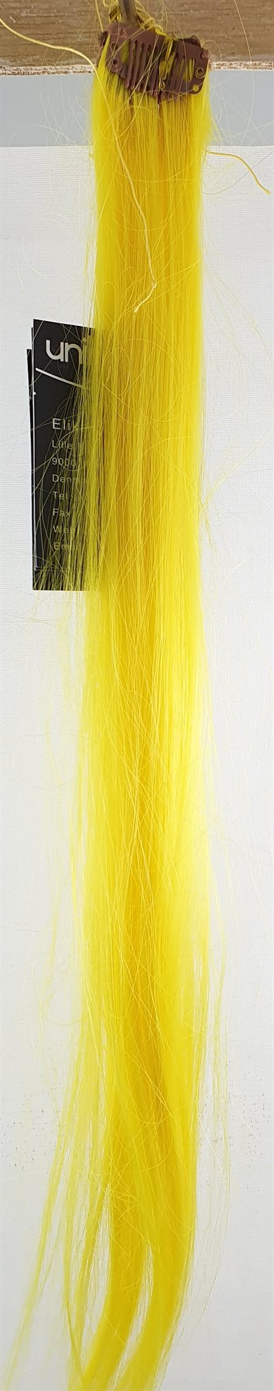 Snythetic Silky stright one Clips on hair 18" color Yellow.