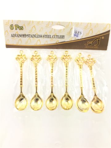 Te skeer - Tea Spoons Small 6 Pcs. Stainless Steel, gold colour