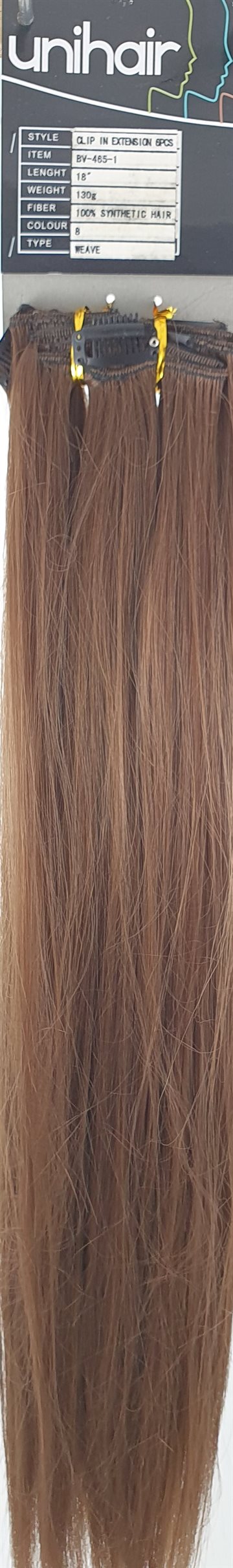 Unihair - 6 pcs.100% Synthetic clip-in Extention hair 18". Color 8.