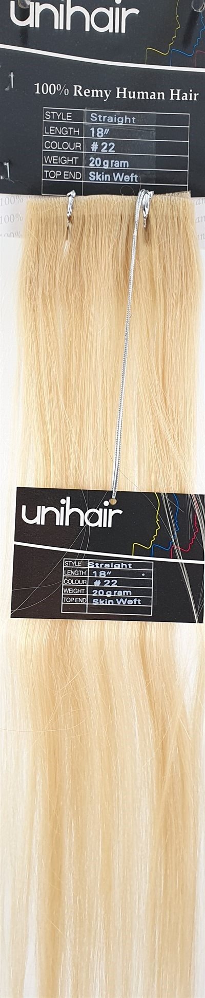  Human Hair - Skin Weft hair, color 22 - 18" (45 cm. length.)