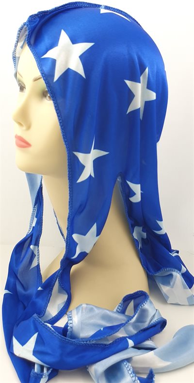 Durag Extra Long Tail Cap Star Blue.