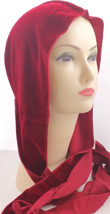 Durag Velvet Extra Long Tail Cap. Dark Red with yellow tiger..