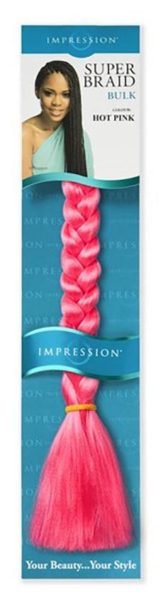 Pre - Streched Impression Super Braid Bulk hår 3 X. ca. 200 g. Farve Hot Pink