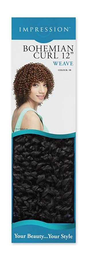 Impression - Bohemian Curly Synthetic hair Wave colour 1B - 2 X 12" (2 X 30 cm)